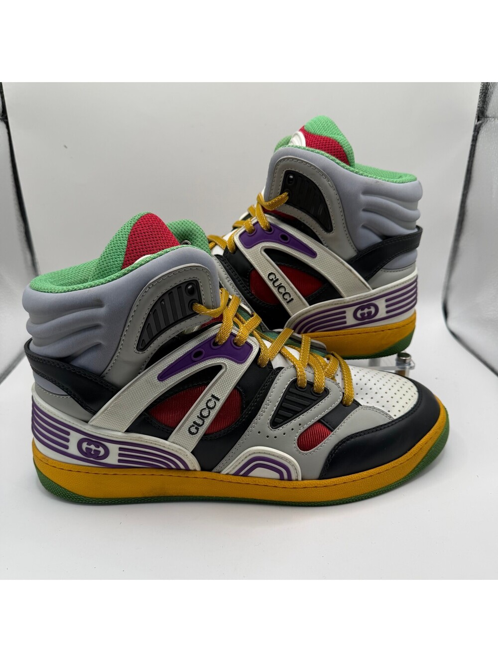 Gucci Basket High Top Sneakers Mens Gucci 10 US 11 Multicolor Leather Interlock